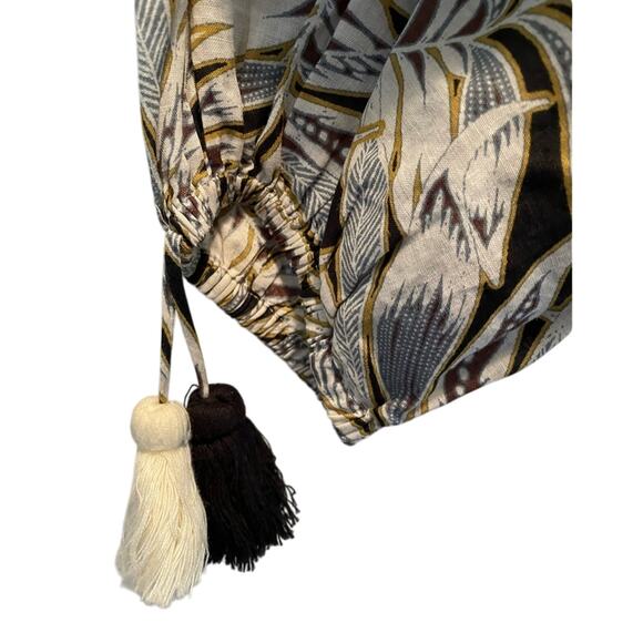 Alexis Seila Split-Neck Long-Sleeve Palm-Print Top size Medium - Picture 5 of 10